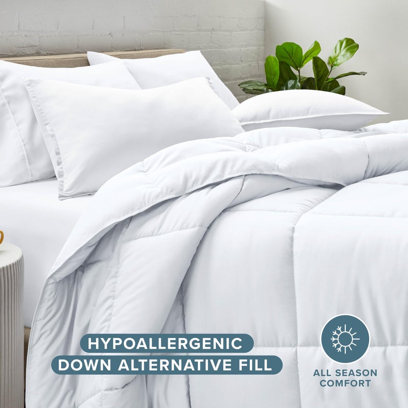 Bare Home Comforter Set - Full Size - Ultra-Soft - Goose Down Alternative - Premium 1800 Series - All Season Warmth (Full, White) - Image 2